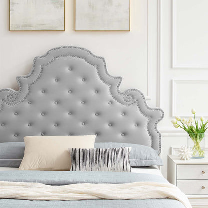 Gwyneth Tufted Performance Velvet Full Platform Bed, Velvet, Light Grey Gray, 22724