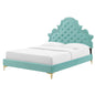 Gwyneth Tufted Performance Velvet Full Platform Bed, Velvet, Blue, 22725