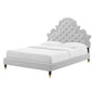Gwyneth Tufted Performance Velvet Full Platform Bed, Velvet, Light Grey Gray, 22732