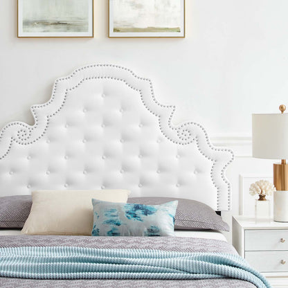 Gwyneth Tufted Performance Velvet Full Platform Bed, Velvet, White, 22737