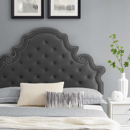 Gwyneth Tufted Performance Velvet Full Platform Bed, Velvet, Dark Grey Gray, 22738