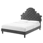 Gwyneth Tufted Performance Velvet Full Platform Bed, Velvet, Dark Grey Gray, 22738