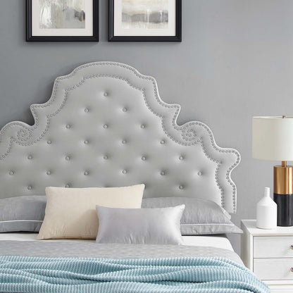 Gwyneth Tufted Performance Velvet Full Platform Bed, Velvet, Light Grey Gray, 22740