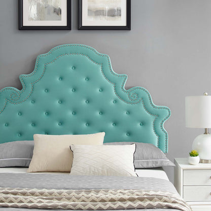Gwyneth Tufted Performance Velvet Full Platform Bed, Velvet, Blue, 22741