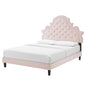 Gwyneth Tufted Performance Velvet Full Platform Bed, Velvet, Pink, 22743