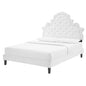 Gwyneth Tufted Performance Velvet Full Platform Bed, Velvet, White, 22745