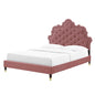 Gwyneth Tufted Performance Velvet King Platform Bed, Velvet, Pink, 22755