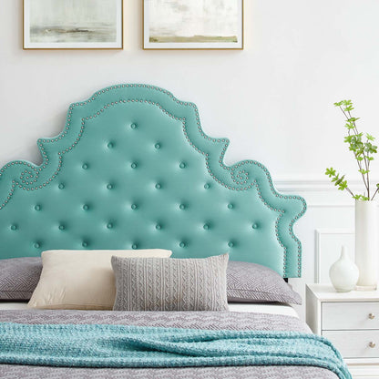 Gwyneth Tufted Performance Velvet King Platform Bed, Velvet, Blue, 22757