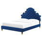 Gwyneth Tufted Performance Velvet King Platform Bed, Velvet, Blue Navy, 22758