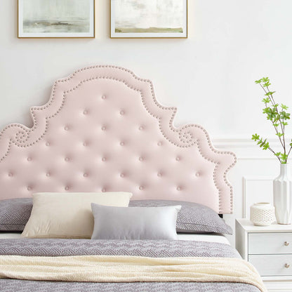 Gwyneth Tufted Performance Velvet King Platform Bed, Velvet, Pink, 22759