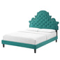 Gwyneth Tufted Performance Velvet King Platform Bed, Velvet, Teal Blue, 22768