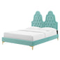 Alexandria Tufted Performance Velvet Queen Platform Bed, Velvet, Blue, 22773