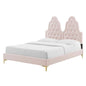Alexandria Tufted Performance Velvet Queen Platform Bed, Velvet, Pink, 22775