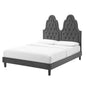 Alexandria Tufted Performance Velvet Queen Platform Bed, Velvet, Dark Grey Gray, 22786