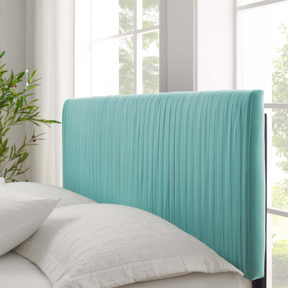 Peyton Performance Velvet Twin Platform Bed, Velvet, Blue, 23205