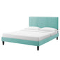 Peyton Performance Velvet Twin Platform Bed, Velvet, Blue, 23205