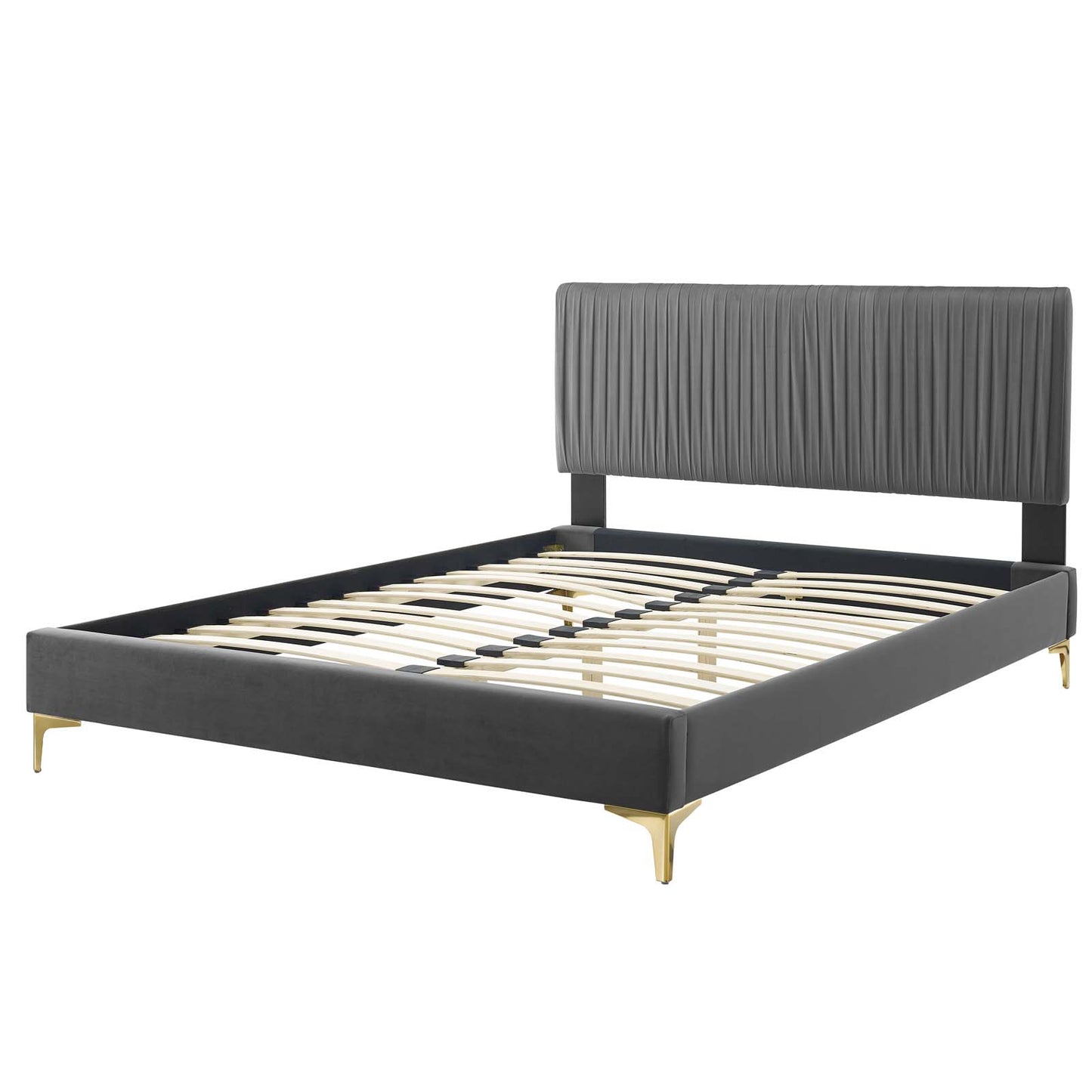 Peyton Performance Velvet Full Platform Bed, Velvet, Dark Grey Gray, 23210