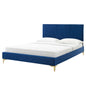 Peyton Performance Velvet Full Platform Bed, Velvet, Blue Navy, 23214