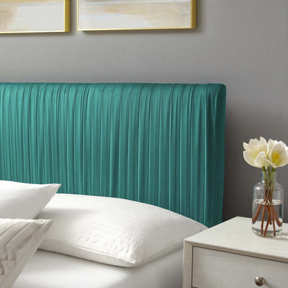 Peyton Performance Velvet Full Platform Bed, Velvet, Teal Blue, 23216