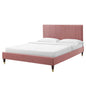 Peyton Performance Velvet Full Platform Bed, Velvet, Pink, 23219
