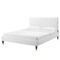 Peyton Performance Velvet Full Platform Bed, Velvet, White, 23225