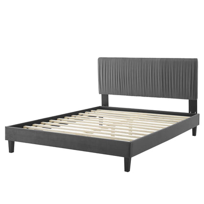 Peyton Performance Velvet Full Platform Bed, Velvet, Dark Grey Gray, 23226