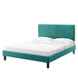 Peyton Performance Velvet Full Platform Bed, Velvet, Teal Blue, 23232