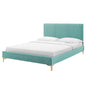 Peyton Performance Velvet King Platform Bed, Velvet, Blue, 23237
