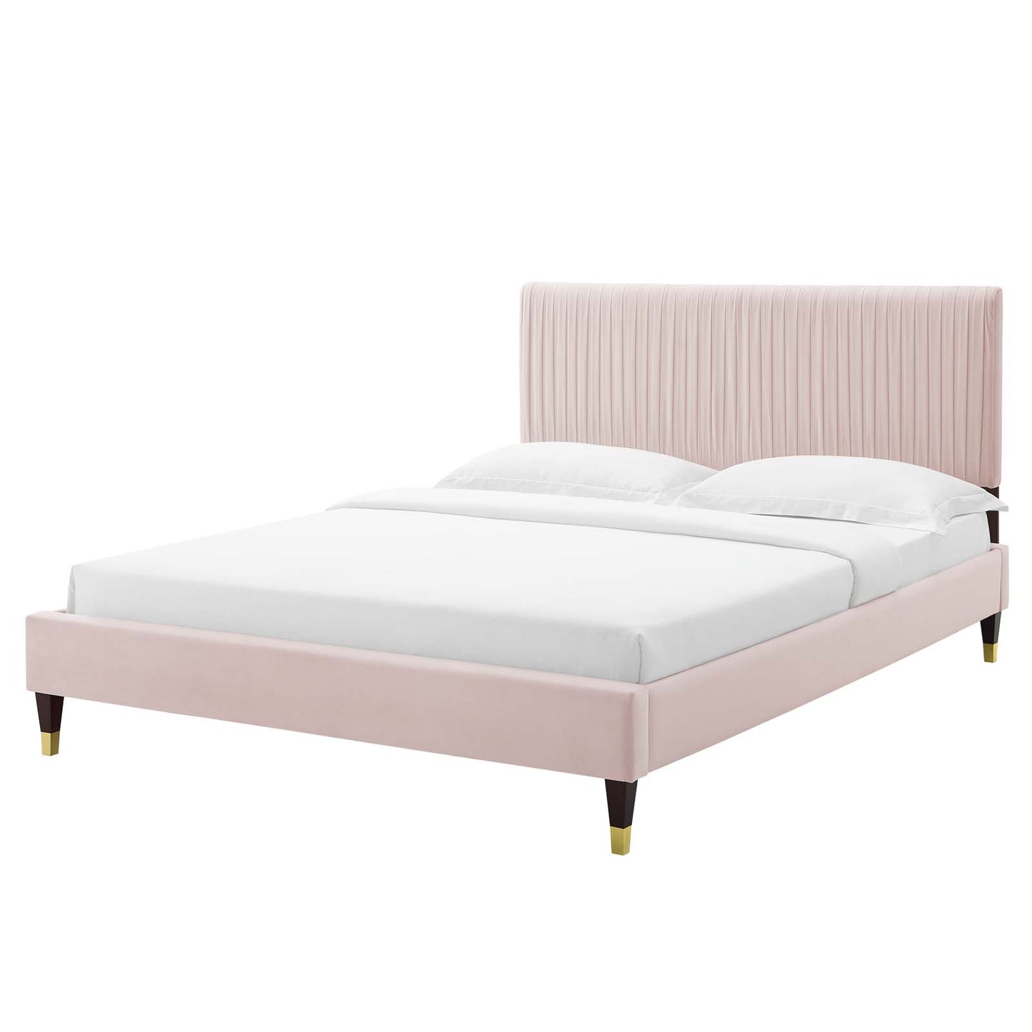 Peyton Performance Velvet King Platform Bed, Velvet, Pink, 23247