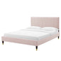 Peyton Performance Velvet King Platform Bed, Velvet, Pink, 23247