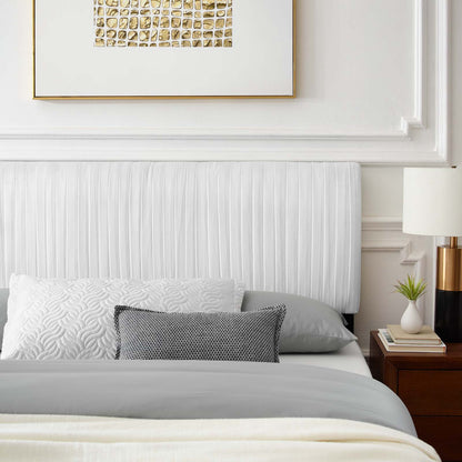 Peyton Performance Velvet King Platform Bed, Velvet, White, 23249