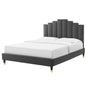 Elise Twin Performance Velvet Platform Bed, Velvet, Dark Grey Gray, 22794