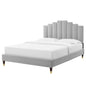 Elise Twin Performance Velvet Platform Bed, Velvet, Light Grey Gray, 22796