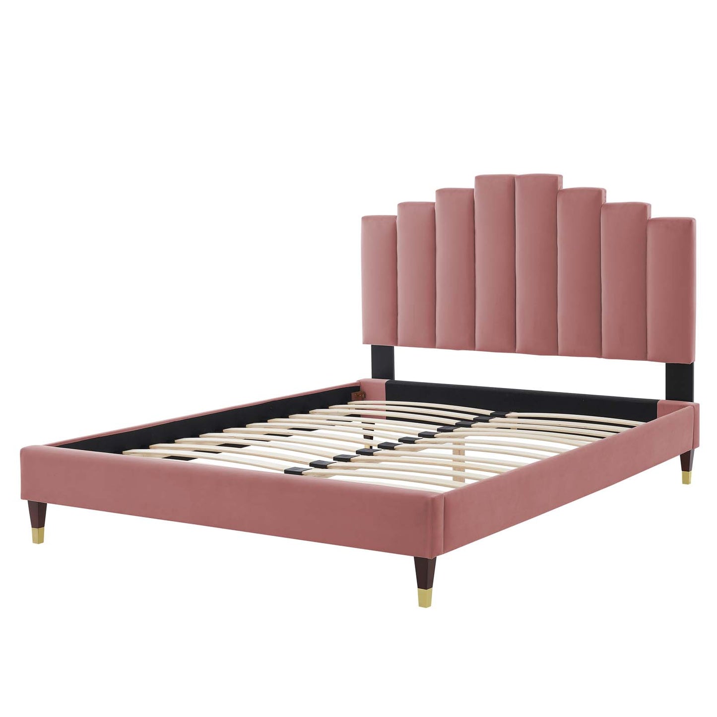 Elise Full Performance Velvet Platform Bed, Velvet, Pink, 22803