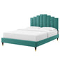 Elise Full Performance Velvet Platform Bed, Velvet, Teal Blue, 22808