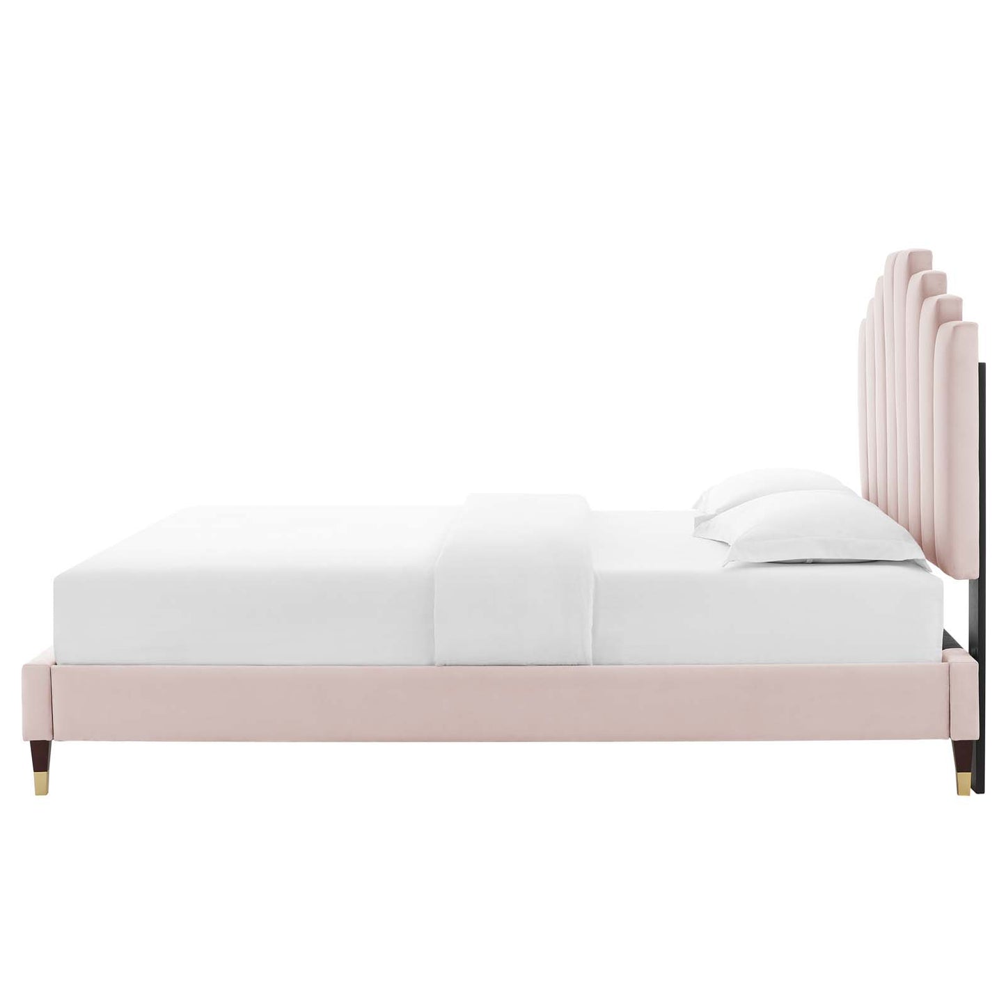 Elise King Performance Velvet Platform Bed, Velvet, Pink, 22815
