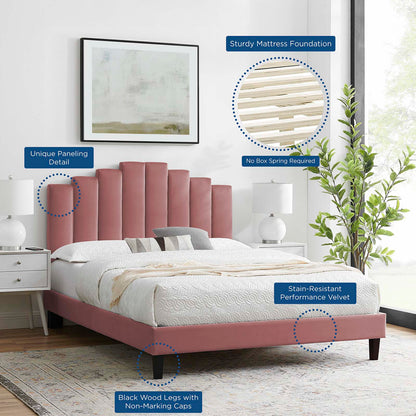 Elise Twin Performance Velvet Platform Bed, Velvet, Pink, 22819