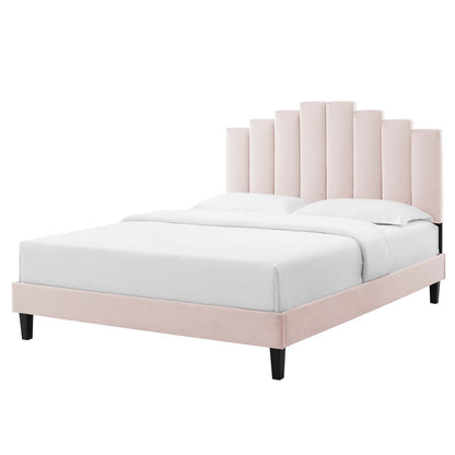 Elise Twin Performance Velvet Platform Bed, Velvet, Pink, 22823