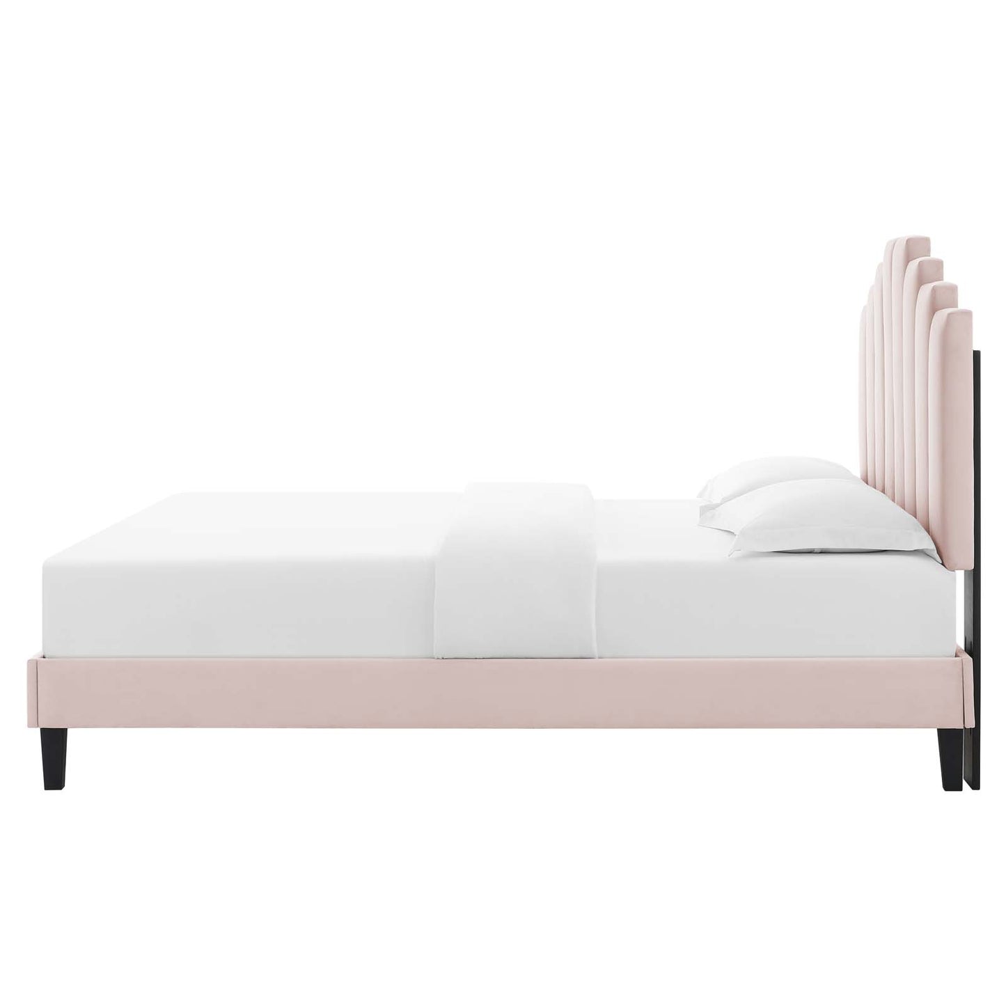 Elise Twin Performance Velvet Platform Bed, Velvet, Pink, 22823