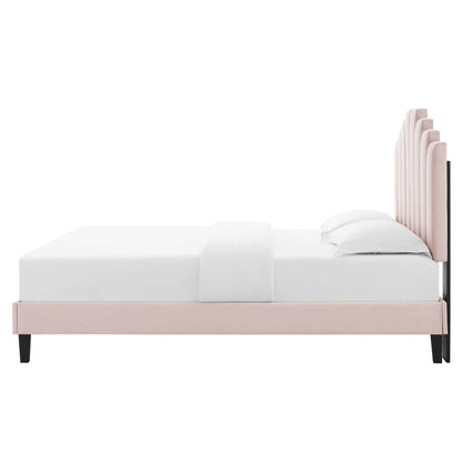 Elise Twin Performance Velvet Platform Bed, Velvet, Pink, 22823