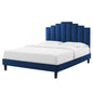 Elise Full Performance Velvet Platform Bed, Velvet, Blue Navy, 22830