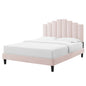 Elise Full Performance Velvet Platform Bed, Velvet, Pink, 22831
