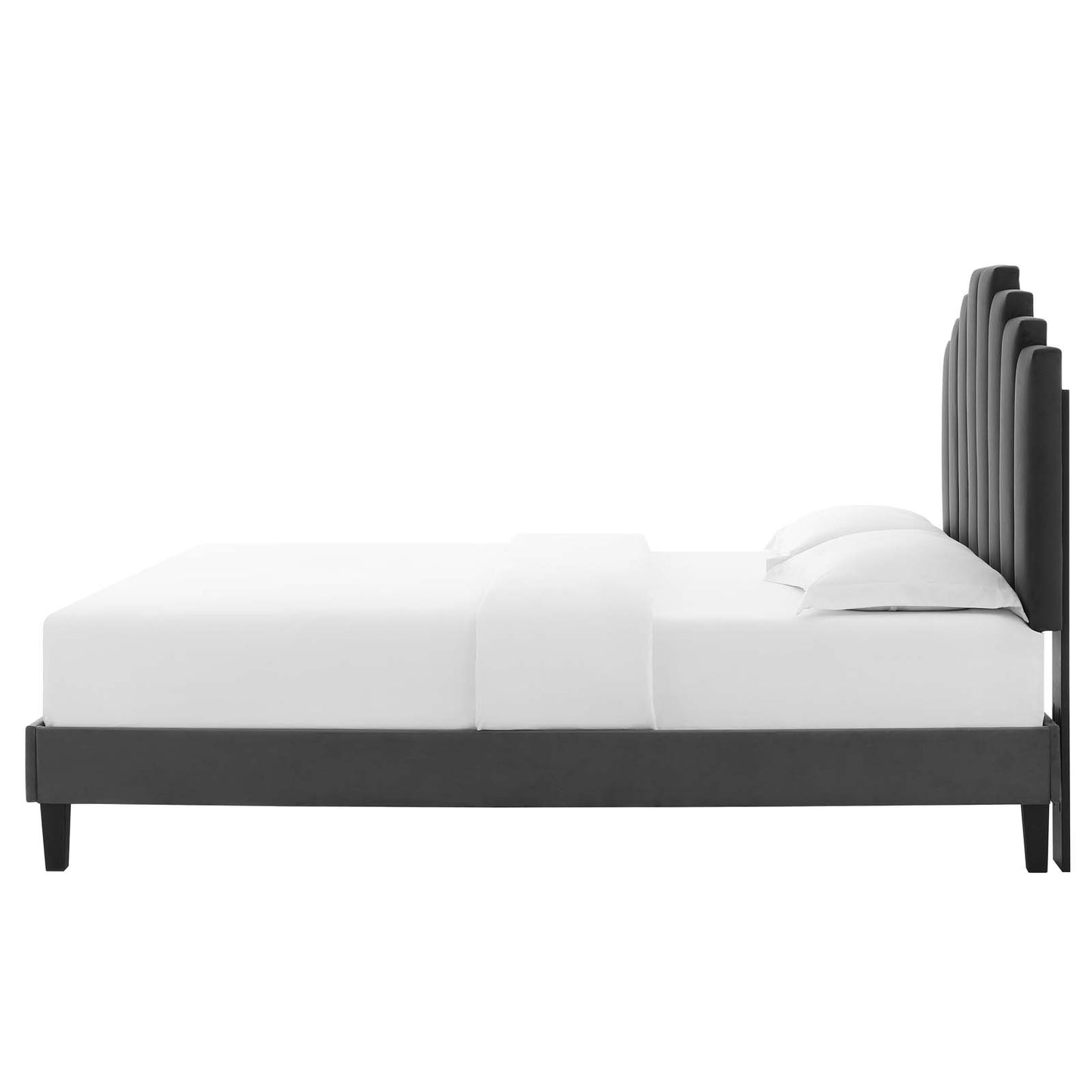 Elise King Performance Velvet Platform Bed, Velvet, Dark Grey Gray, 22834