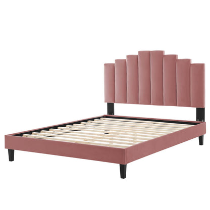 Elise King Performance Velvet Platform Bed, Velvet, Pink, 22835
