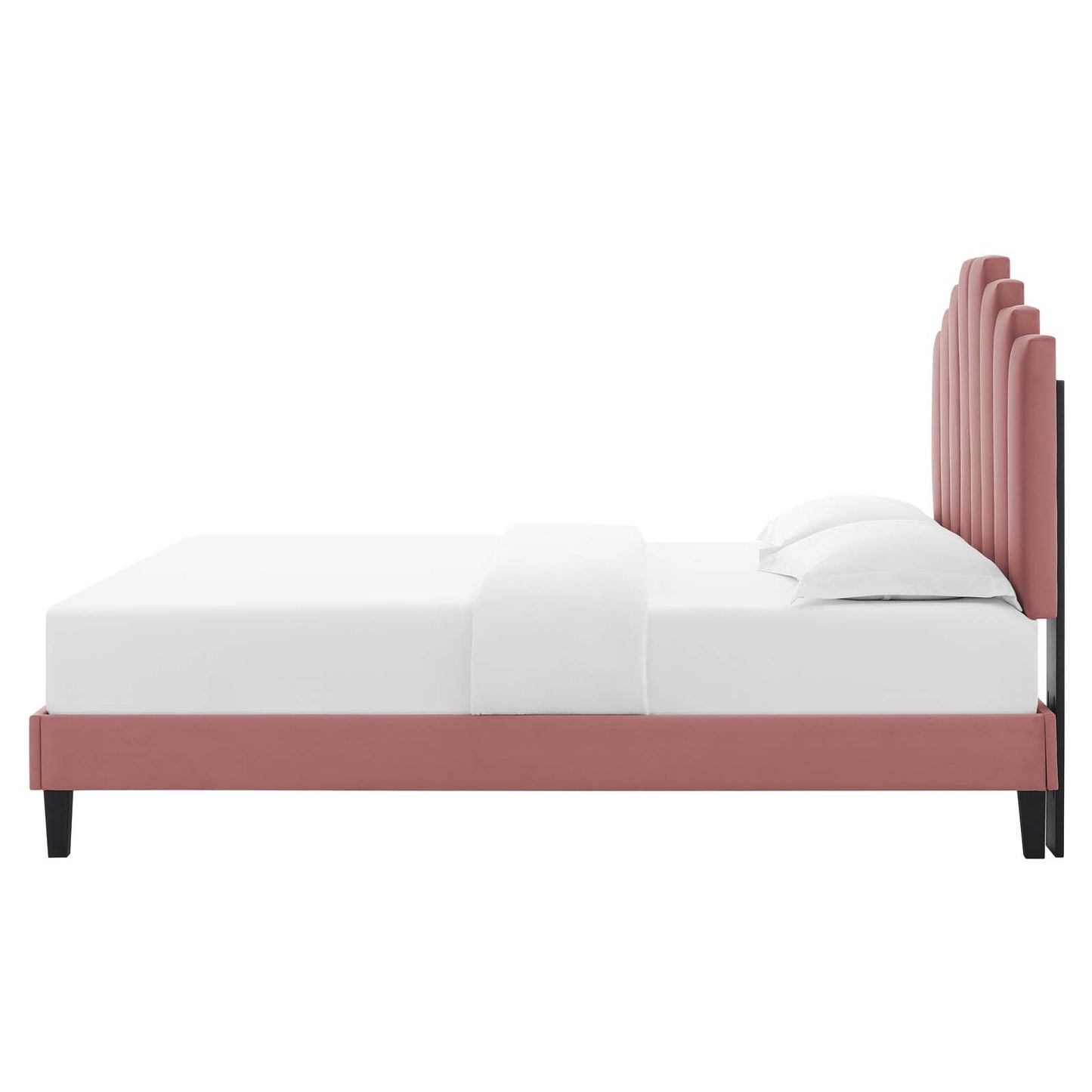 Elise King Performance Velvet Platform Bed, Velvet, Pink, 22835