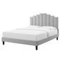 Elise King Performance Velvet Platform Bed, Velvet, Light Grey Gray, 22836