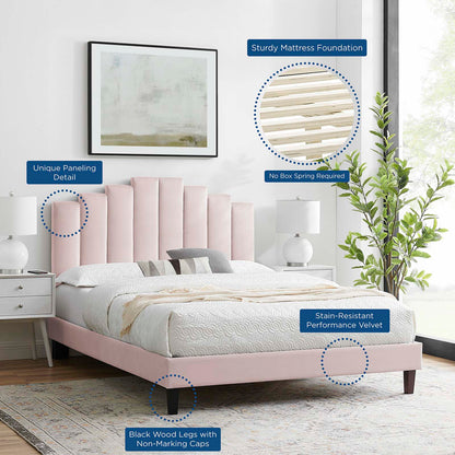 Elise King Performance Velvet Platform Bed, Velvet, Pink, 22839