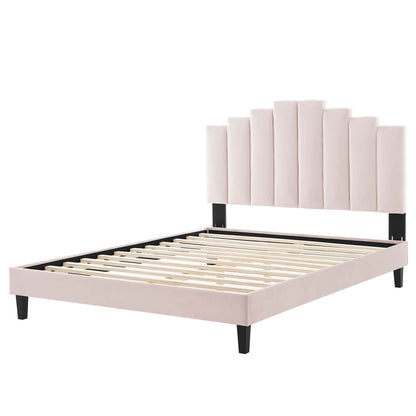 Elise King Performance Velvet Platform Bed, Velvet, Pink, 22839