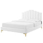 Elise Twin Performance Velvet Platform Bed, Velvet, White, 22849