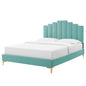 Elise Full Performance Velvet Platform Bed, Velvet, Blue, 22853